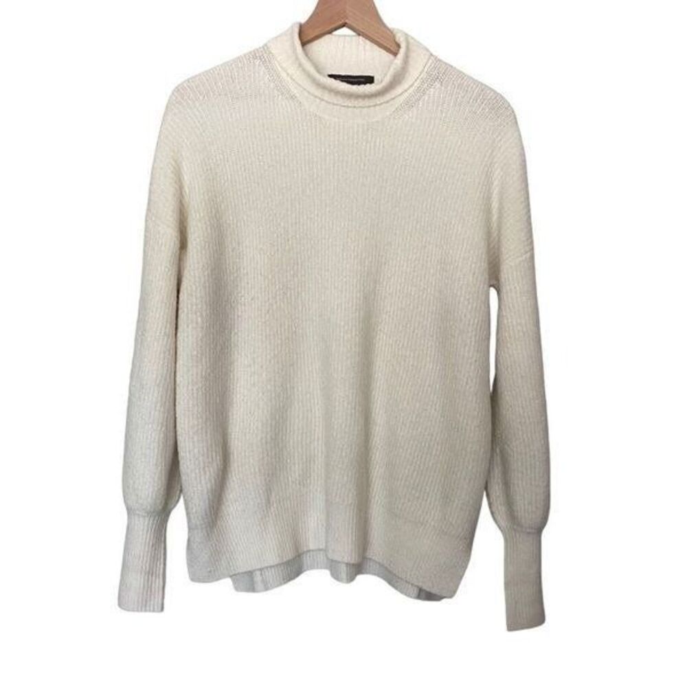 French Connection Medium Off White Wool Blend Sweater Turtleneck Tunic